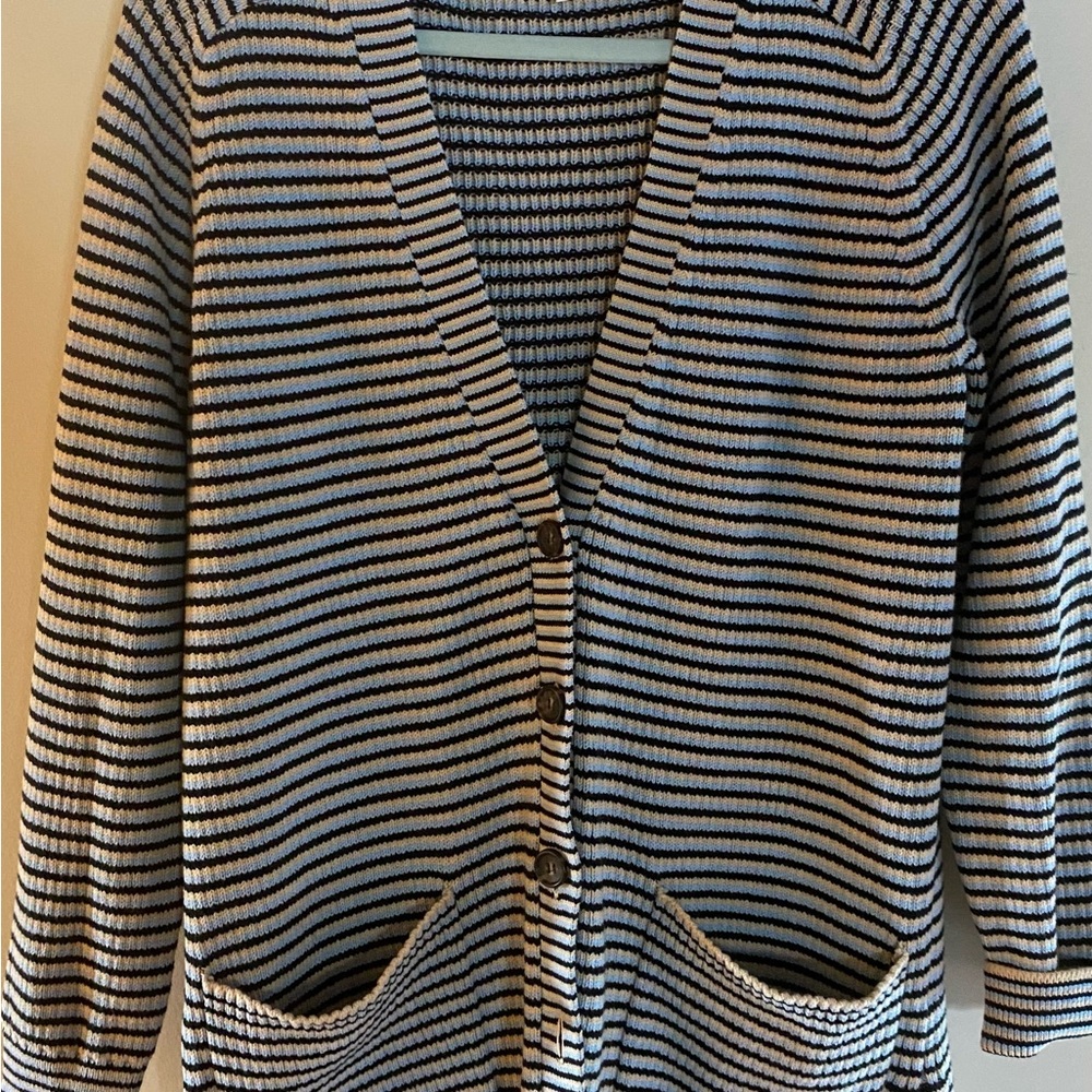 A.L.C. Black and Cream Striped Knit Top